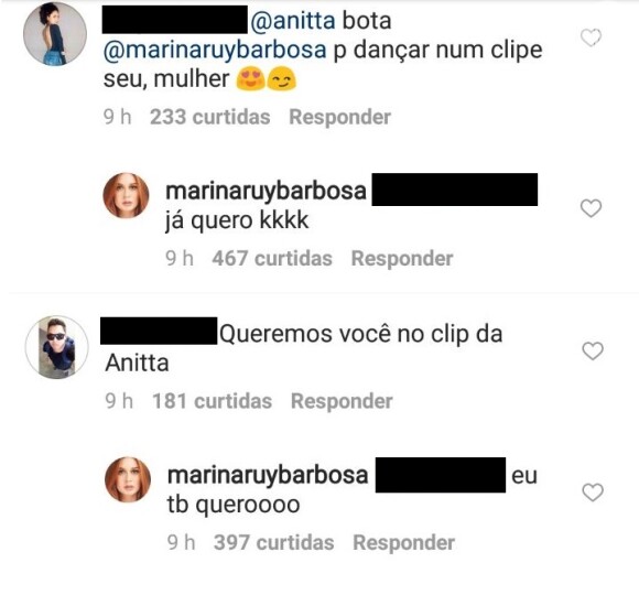 Fãs pedem para Anitta convidar Marina Ruy Barbosa para seu próximo clipe