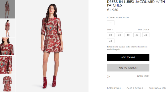 Look de Caroline Trentini pode ser encontrado por R$ 7.4 mil no site da grife Dolce & Gabbana