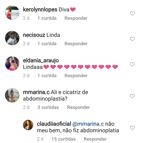 Ex-BBB Maria Cláudia negou cirurgia plástica no abdômen em seu perfil no Instagram