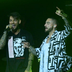 Lucas Lucco e Maluma dividiram o palco em duas músicas durante show no Espaço das Américas