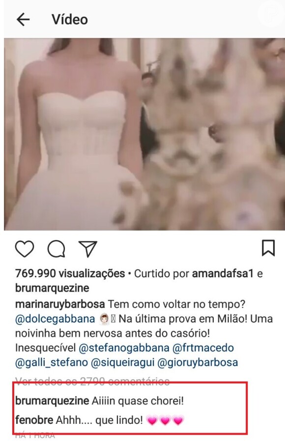 Marina Ruy Barbosa ganha elogio de Bruna Marquezine em vídeo de prova de seu vestido de noiva