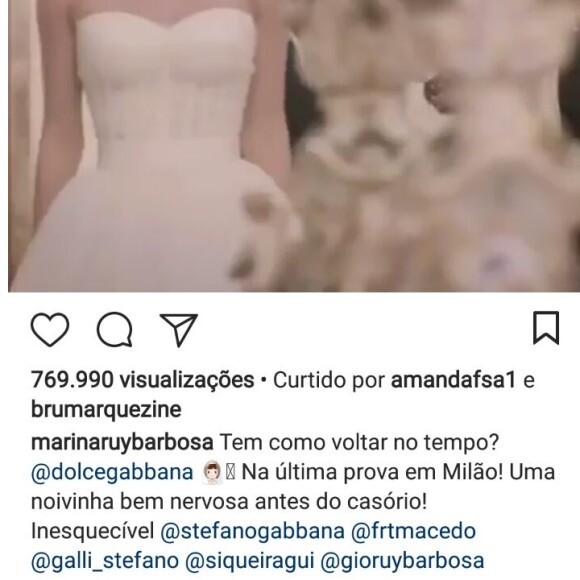 Marina Ruy Barbosa ganha elogio de Bruna Marquezine em vídeo de prova de seu vestido de noiva