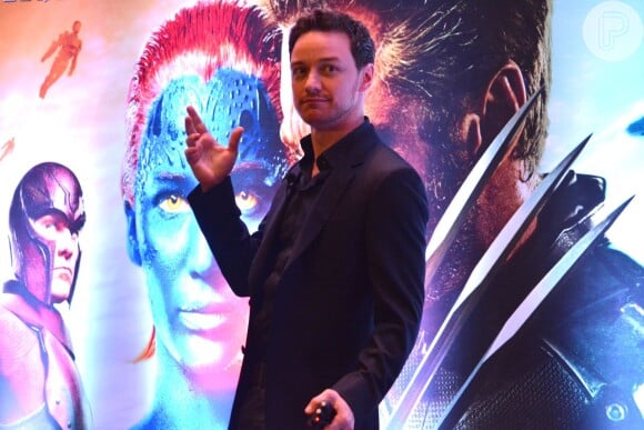 James McAvoy posa na coletiva de imprensa do filme 'X-Men: Dias de um Futuro Esquecido', em hotel de São Paulo