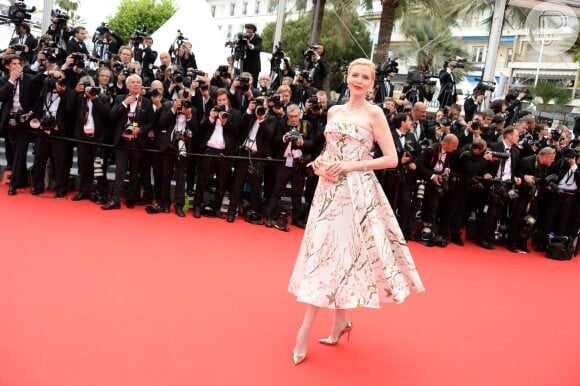 Nadja Auermann veste Dolce & Gabbana no tapete vermelho do Festival de Cannes 2014