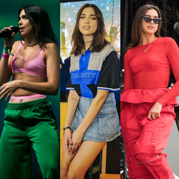 Descubra na galeria o estilo de Dua Lipa, cantora que vem inspirando looks de famosas brasileiras como Bruna Marquezine e Anitta: