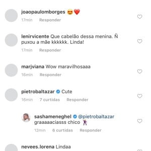 Pietro Baltazar elogia Sasha Meneghel na web: 'Fofa'