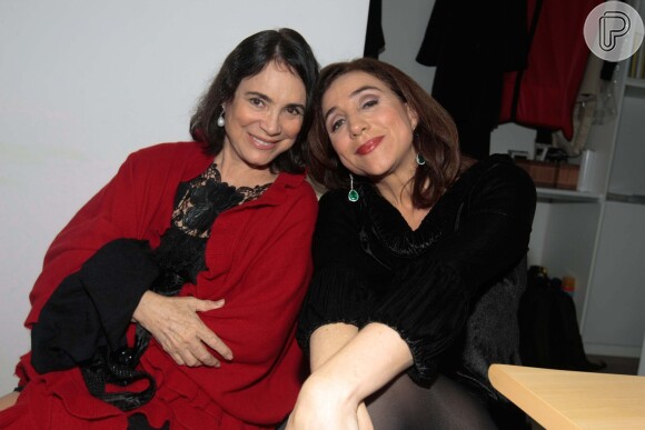Regina Duarte e Marisa Orth na festa em comemoração pelos 30 anos de carreira do estilista Fernando Pires, em São Paulo