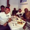 Neymar postou uma foto em seu Instagram, nesta segunda-feira, 19 de maio de 2014, ao lado de amigos famosos como Thiaguinho, Thiago Gagliasso e Rafael Zulu, durante um almoço animado no Rio de Janeiro 