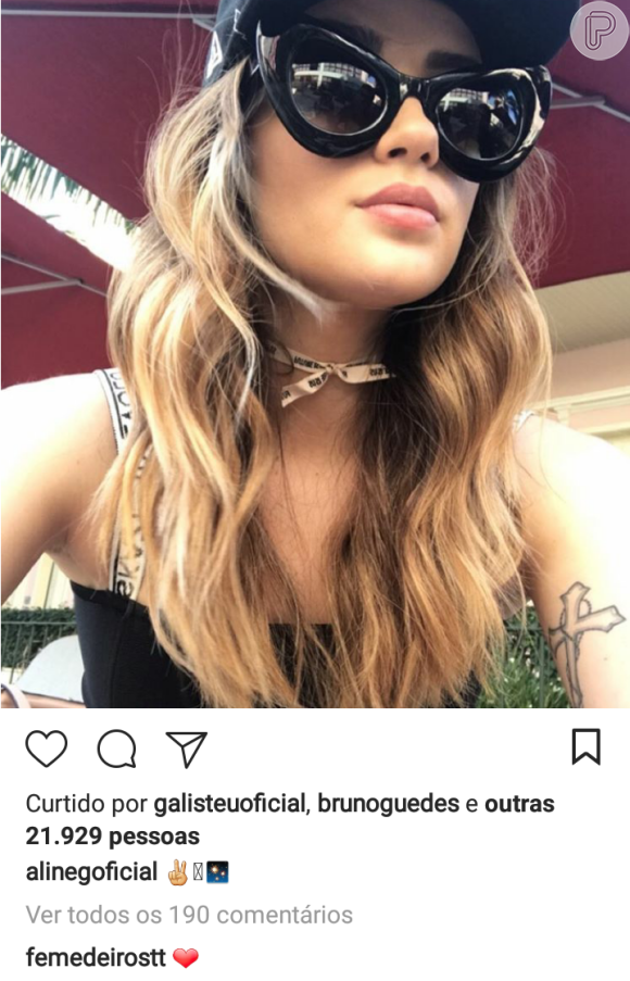 Fernando Medeiros comentou a foto da ex-mulher, Aline Gotschalg, no Instagram