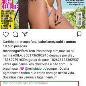 Grazi Massafera deixou várias emojis aplaudindo Mariana Goldfarb em postagem anterior