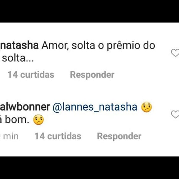 Natasha Dantas comentou a foto de William Bonner