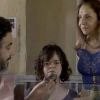 Rosalinda (Vera Mancini) já alertou Estela (Juliana Caldas) que Juvenal (Anderson Di Rizzi) é apaixonado por ela, na novela 'O Outro Lado do Paraíso'