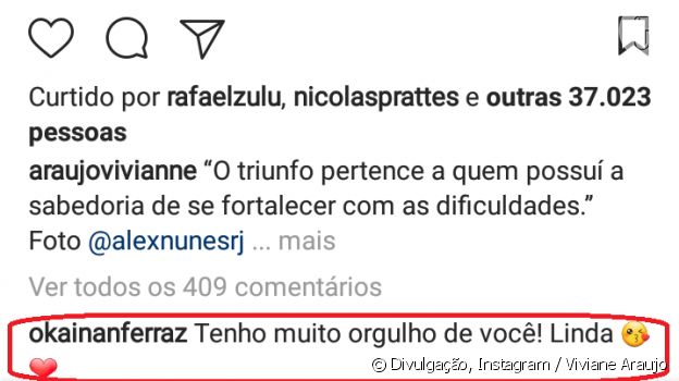 Viviane Araujo foi elogiada pelo namorado, Kainan Ferraz, em foto publicada no Instagram