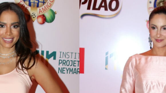 Sintonia: Anitta e Claudia Leitte apostam em look rosé em show de Natal. Fotos!