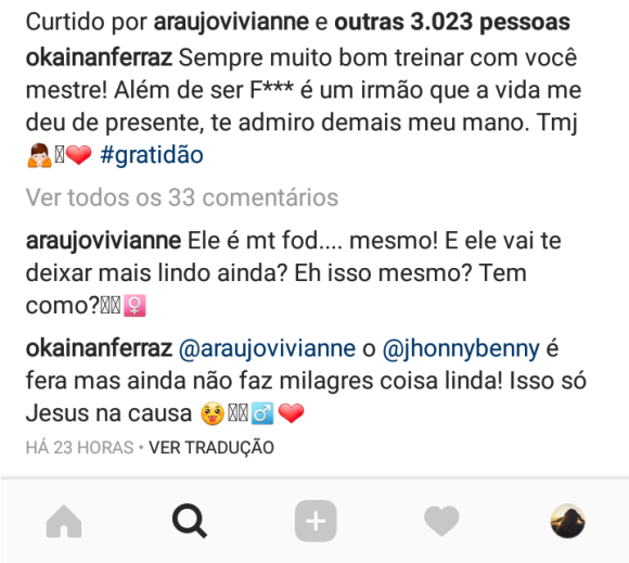 Viviane Araujo elogiou o namorado, Kainan Ferraz, em foto com personal