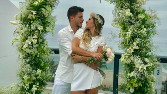 Mayra Cardi mostra vídeo de casamento com ator Arthur Aguiar: 'Me faz tão feliz'