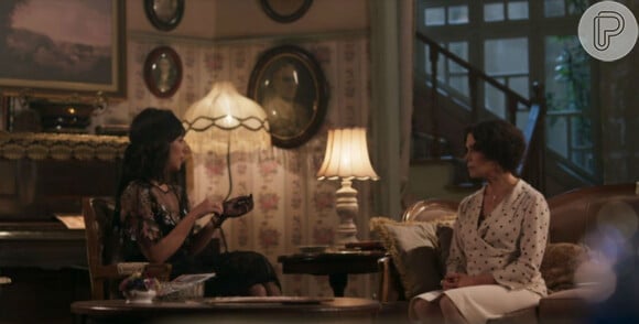 Lucinda (Andreia Horta) passa dos limites durante discussão com Emília (Françoise Forton) em 'Tempo de Amar'