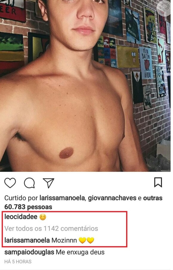 'Mozin', escreveu Larissa Manoela na postagem de Leo Cidade