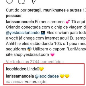 Larissa Manoela ganha elogio de Leo Cidade em foto