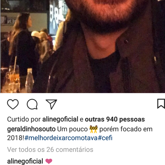Ex-BBB Aline Gotschalg tem curtido e comentado as fotos do empresário Geraldinho Souto
