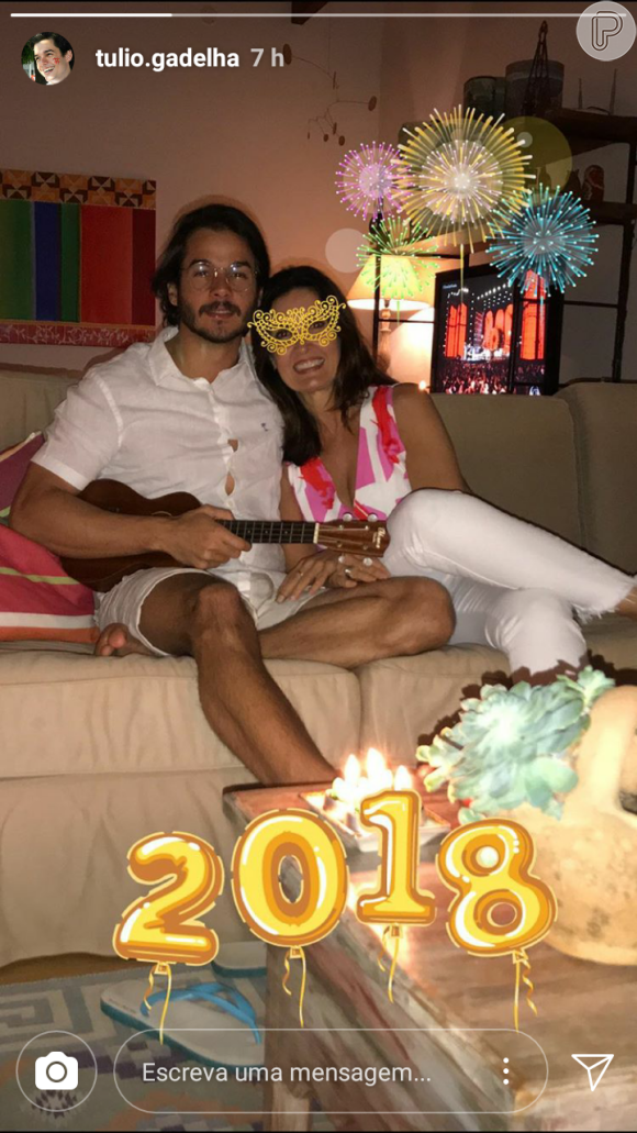 Fátima Bernardes e Túlio Gadêlha comemoraram juntos a chegada de 2018