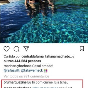 Marina Ruy Barbosa brinca após Bruna Marquezine demonstrar ciúmes em foto dela com Tatá