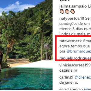 Marina Ruy Barbosa pede foto com Bruna e Neymar após posar com Tatá Werneck nesta terça-feira, dia 02 de janeiro de 2018