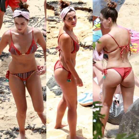 Giovanna Lancellotti exibe corpo sequinho em dia na praia de Fernando de Noronha