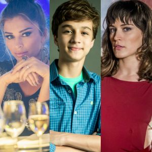 Clara (Bianca Bin) Lívia (Grazi Massafera) Tomaz (Vitor Figueiredo) Renato (Rafael Cardoso) Mercedes (Fernanda Montenegro) Josafá (Lima Duarte), na novela 'O Outro Lado do Paraíso'