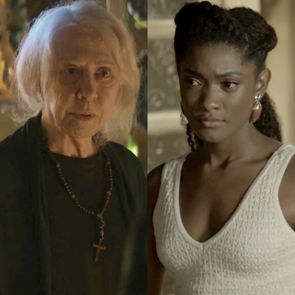 Mercedes (Fernanda Montenegro) pressente acidente e paraplegia de Raquel (Erika Januza) e, com milagre, faz com que ela volte a sentir as pernas, na novela 'O Outro Lado do Paraíso'