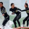 Pérola Faria mostrou habilidade durante aula de surfe em praia da Barra da Tijuca, Zona Oeste do Rio, neste sábado, 13 de janeiro de 2018