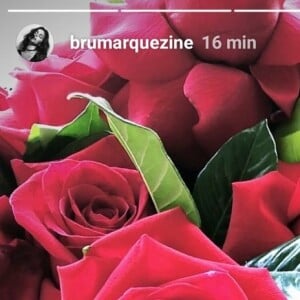 Bruna Marquezine exibiu o buquê de flores recebido em seu Stories