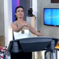 Fátima Bernardes dança de salto em esteira no 'Encontro': 'Calorias queimadas'