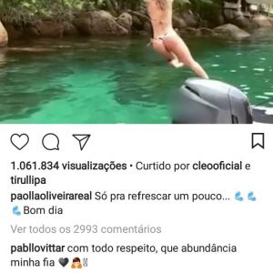 Pabllo Vittar elogiou a beleza de Paolla Oliveira em vídeo no Instagram