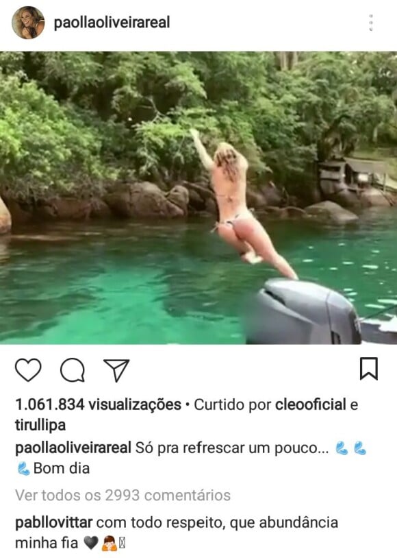 Pabllo Vittar elogiou a beleza de Paolla Oliveira em vídeo no Instagram