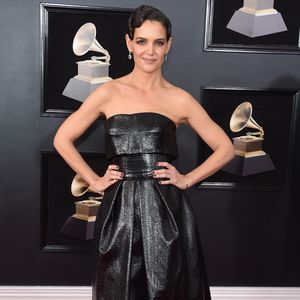 Katie Holmes na 60ª edição do Grammy Awards, realizada no Madison Square Garden, em Nova York, neste domingo, 28 de janeiro de 2018