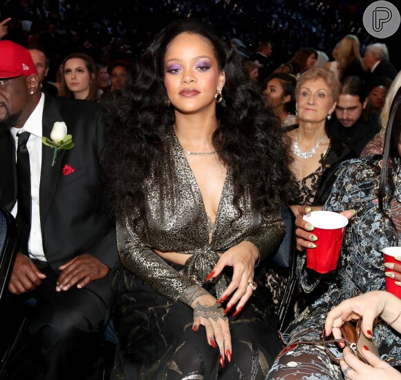 Rihanna na 60ª edição do Grammy Awards, realizada no Madison Square Garden, em Nova York, neste domingo, 28 de janeiro de 2018