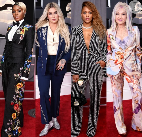 Janelle Monáe, Kesha, Eve e Cyndi Lauper apostaram em conjuntos para o Grammy Awards 2018. Veja mais look!