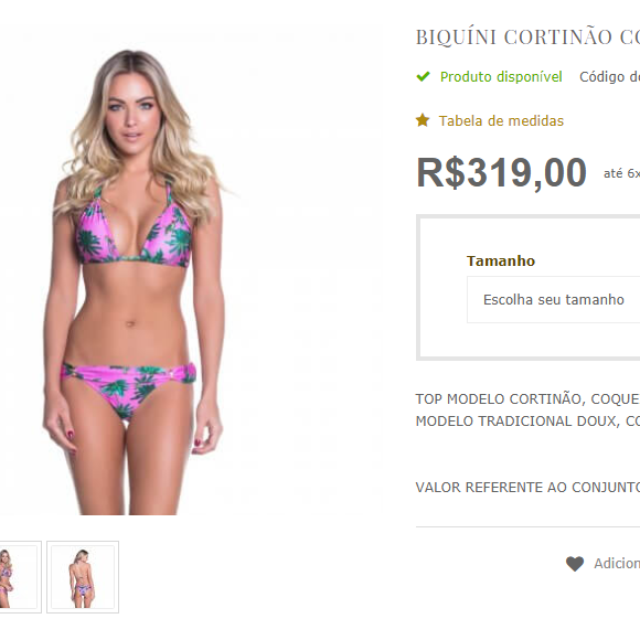 Modelito Doux usado por Thais Fersoza pode ser comprado no site da marca na cor rosa por R$ 319