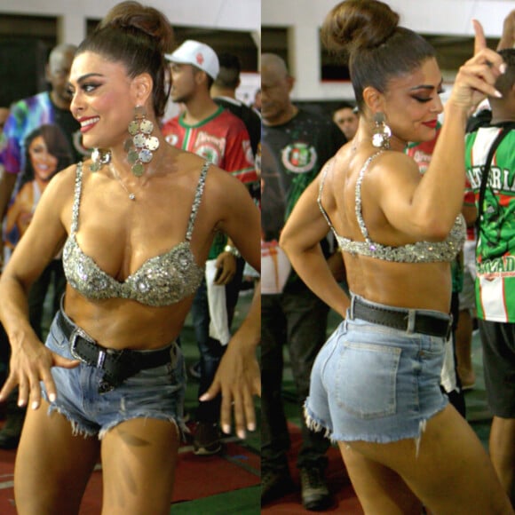 Rainha de bateria da Grande Rio, Juliana Paes marca presença no ensaio da escola de samba em Duque de Caxias, Baixada Fluminense do Rio de Janeiro, na noite desta terça-feira, 30 de janeiro de 2017