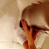 Caio Castro toma banho gelado em banheiro após ser desafiado na brincadeira do balde do gelo