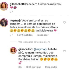 Neymar comenta em foto de Giovanna Lancellotti