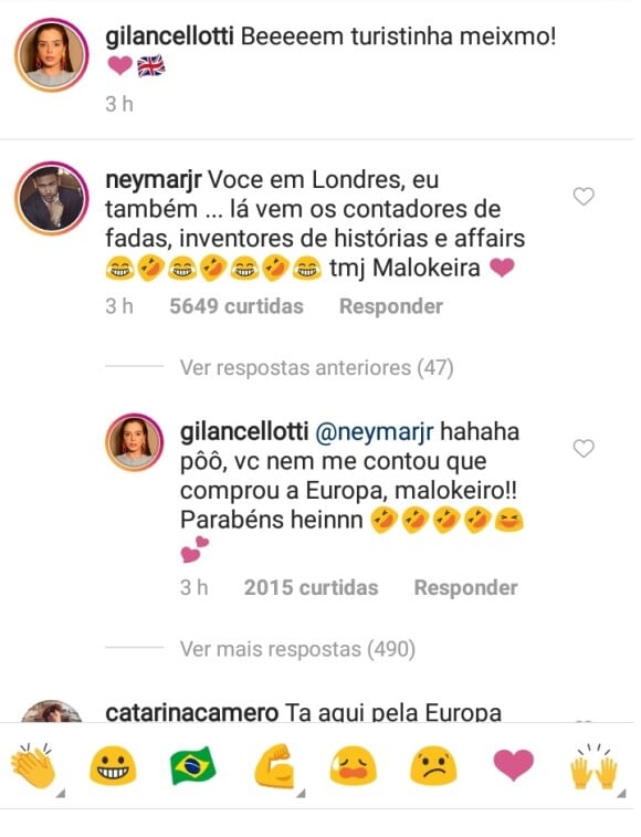 Neymar comenta em foto de Giovanna Lancellotti