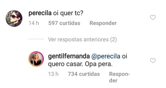 Fernanda Gentil responde comentário da namorada, Priscila Montandon