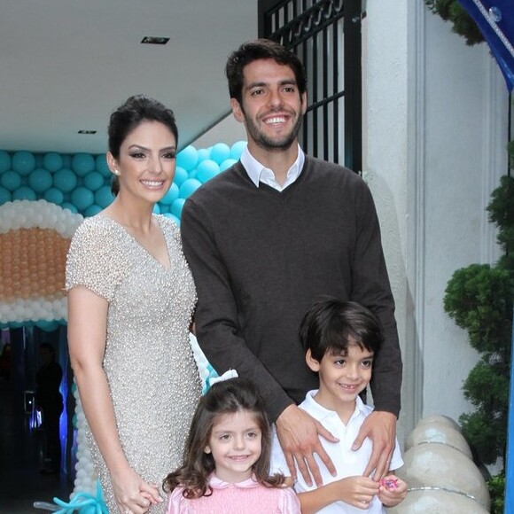 Kaká e Carol Celico são pais de Luca, hoje com 10 anos, e Isabela, com 7. Na foto, o então casal aparece na festa de 4º aniversário da menina