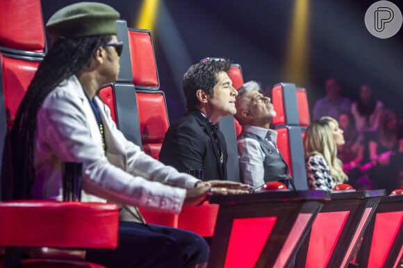 Carlinhos Brown, Daniel, Lulu Santos e Claudia Leitte ouvem os candidatos da terceira temporada do 'The Voice Brasil'