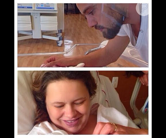 Um amigo do ator Rafael Cardoso postou no Instagram a primeira imagem do casal após a chegada da primeira filha, Aurora
