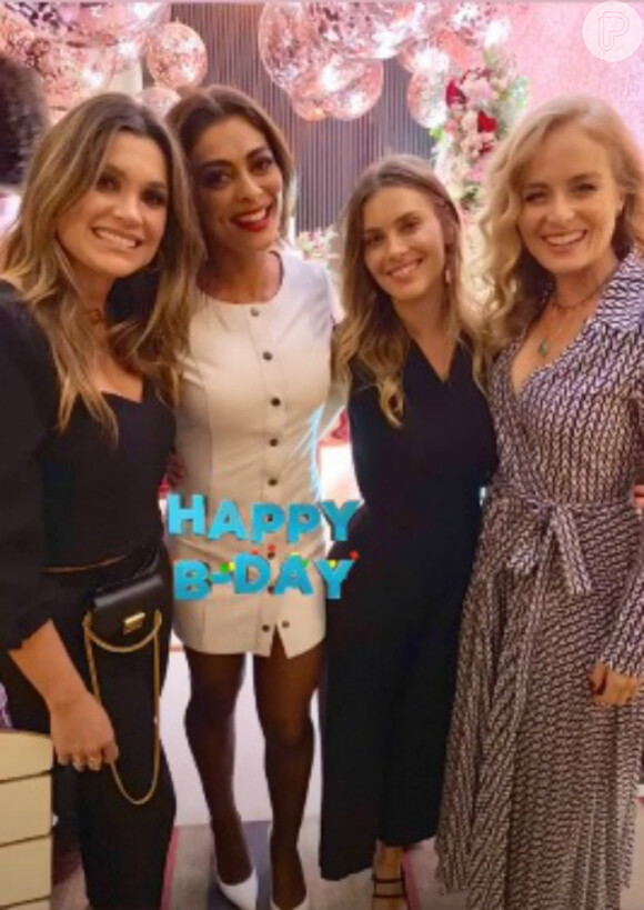 Juliana Paes recebe Flávia Alessandra, Carolina Dieckmann, Angélica e mais amigas famosas em festa de 40 anos