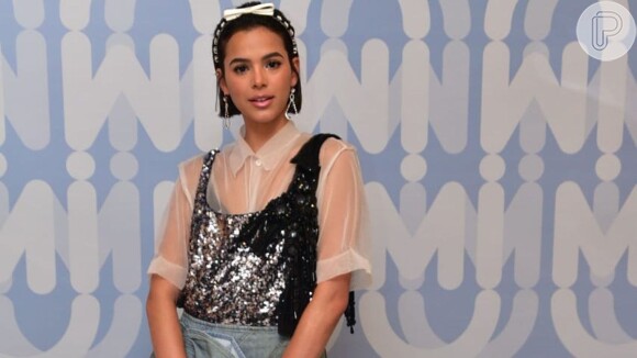 Bruna Marquezine revela não ter perfil fake no Instagram durante festa de lançamento da Miu Miu, nesta quarta-feira, dia 03 de abril de 2019
