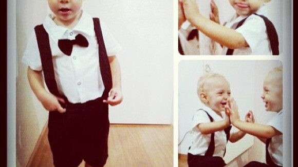 Neymar publica foto do filho, Davi Lucca, com traje fino e gravata borboleta